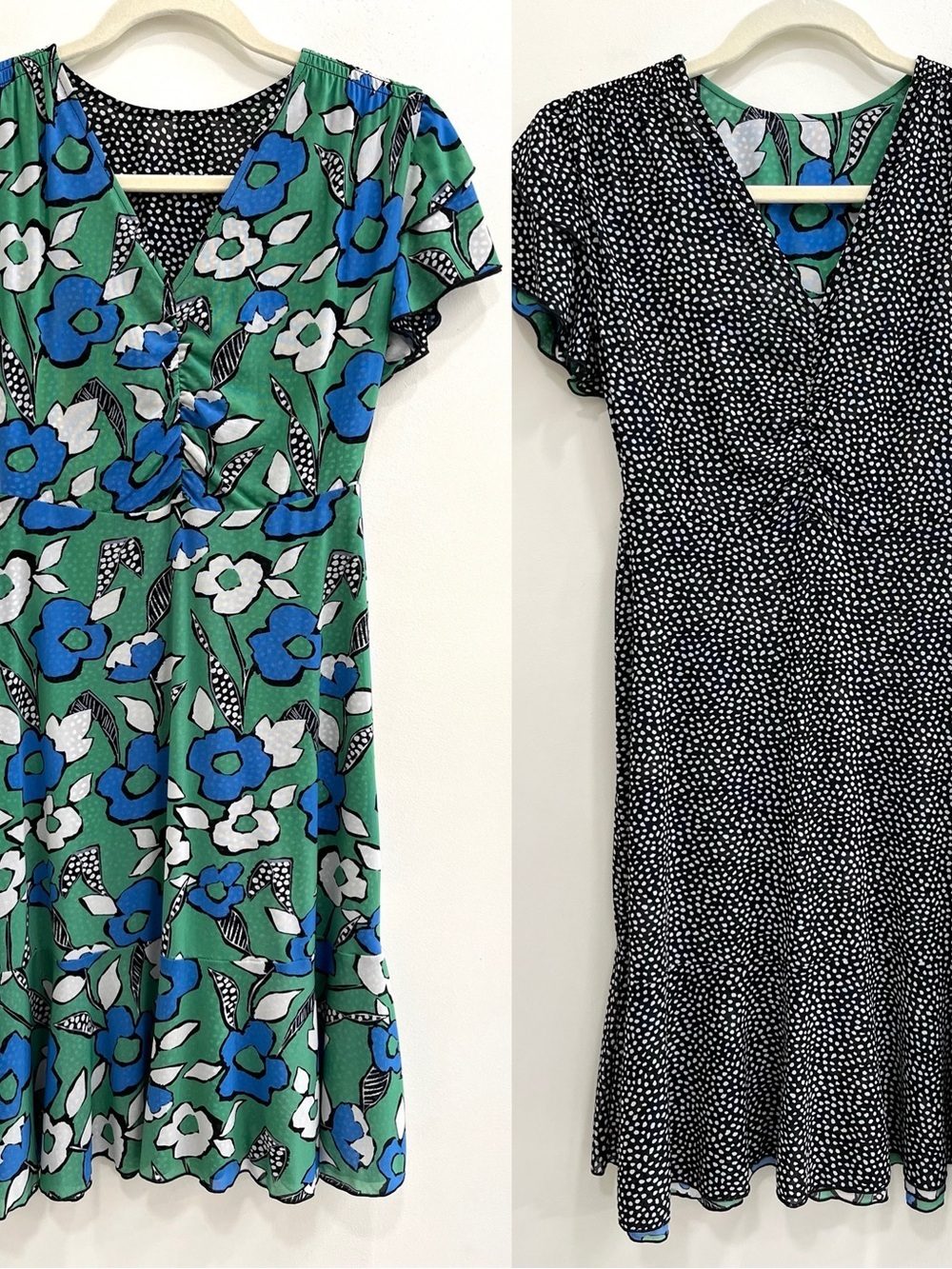 Cabi 6148 Celebrate Dress Reversible In Comic Strip Floral Black Green Blue